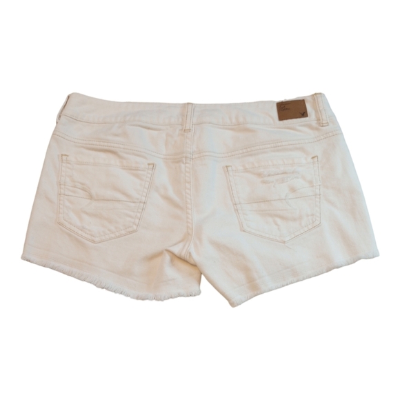 American Eagle Women's Denim Cut Off Shorts Distressed 5 Pocket Stretch White 6 - Picture 3 of 13